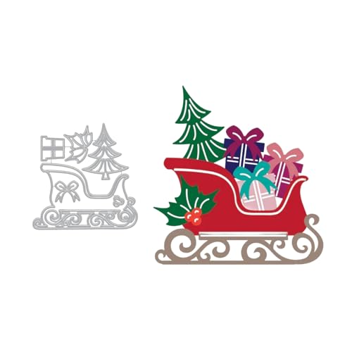 Weihnachtsschlittenfahrt Metall Stanzschablone, Stanzformen, Stanzbögen, Prägeschablonen, Cutting Die Set, Stanzschablonen für DIY Scrapbooking, Fotoalbum Dekorative von Lotmouday