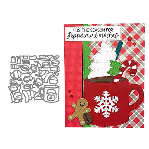 Weihnachtstasse Metall Stanzschablone, Stanzformen, Stanzbögen, Prägeschablonen, Cutting Die Set, Stanzschablonen für DIY Scrapbooking, Fotoalbum Dekorative von Lotmouday