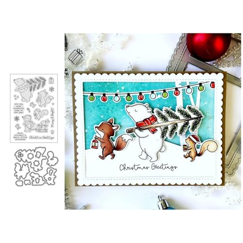 Wintertiere Stempel und Stanzen Set, Stempel Stanzformen Sets Scrapbooking Prägeschablone Für DIY Scrapbooking Kunsthandwerk von Lotmouday