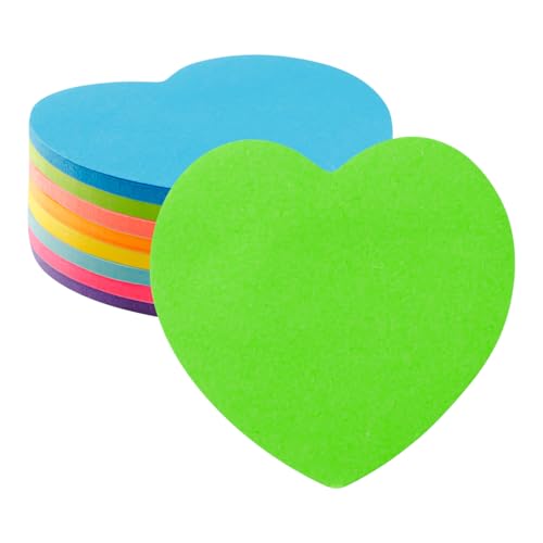 Lotsdonxia Herz-Haftnotizen in leuchtenden Farben, 240 Blatt, 8 Neonblöcke (76 x 76 mm) für Schule, Büro, Zuhause, super Haftnotizen, Lesezeichen, Lernhilfen, Geschenk-Set von Lotsdonxia