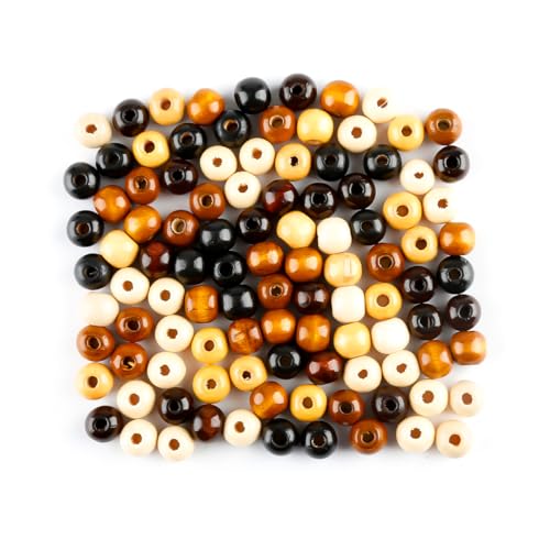 Lotsdonxia Natürliche Holzperlen mit großen Löchern, leicht, glatte Oberfläche, geflochtene Perlen, 5 Farben, gemischte Abstandshalter für DIY-Schmuck, Haarflechten und Basteln (11 x 12 mm), 100 Stück von Lotsdonxia