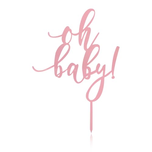 Lotsdonxia "Oh Baby" Acryl-Kuchenaufsatz – elegante, wiederverwendbare Spiegeloberfläche, Dekoration für Geburtstage, Babypartys und Jubiläen (Roségold) von Lotsdonxia