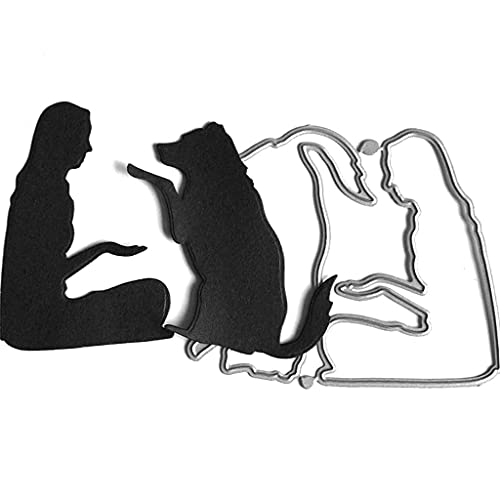 Metall-Stanzformen in Form einer Frau mit Hund, Stanzformen für Kartenherstellung, Prägeschablonen für Scrapbooking, DIY Alben, Papierkarten, Kunsthandwerk, Dekoration von Lottoyday