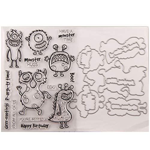 Monster Seal Clear Stempel und Stanzformen Set für DIY Kartenherstellung, transparente Gummistempel und Stanzformen für Kartensets zum Basteln, DIY Scrapbooking, Kartenherstellung von Lottoyday