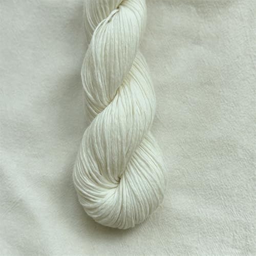 Lotus Rococo Flat Baumwollgarn, perfekt für Frühling und Sommer, DIY-Handstricken, mit Leinen- und Baumwoll-Mischgewebe, 50 g (03 Weiß) von Lotus Yarns
