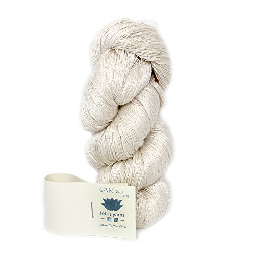 Lotus Yarns Silk 22 Soft Shiny Lace Weight Garn, kühl und hautfreundlich mit seinem atmungsaktiven Charakter, perfekt für Sommer Stricken und Häkeln, ungefärbt, naturweiß, 100 ml von Lotus Yarns