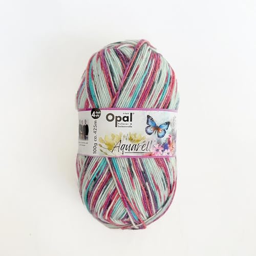 Opal Aquarell 4-fädiges Sockengarn, 75 % Wolle, 25 % Polyamid, Space Dyed, buntes Garn zum Stricken und Häkeln, flauschig, atmungsaktiv, für Socken, Pullover und Mützen, 100 g (11531) von Lotus Yarns