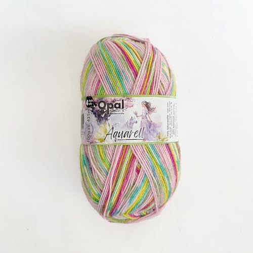 Opal Aquarell 4-fädiges Sockengarn, 75 % Wolle, 25 % Polyamid, Space Dyed, buntes Garn zum Stricken und Häkeln, flauschig, atmungsaktiv, für Socken, Pullover und Mützen, 100 g (11534) von Lotus Yarns