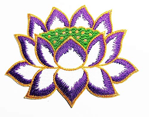 Lotus-Applikation, violett, Lotusapplikation, Stickerei, Aufnäher, Stickerei, Aufnäher, Bügeln, Nähtuch, DIY Megadee (Lotus 006) von Lotus flower