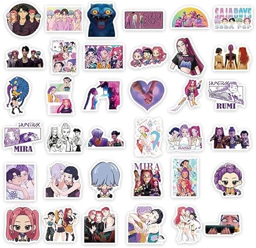Aufkleber Kpop Sticker Kpop Merch Rumi Mira Zoey Sticker Saja Boys Jinu Derpy Cat Sticker Vinyl Wasserdicht für Teenager Mädchen (75 Stück) von Lotusbloom