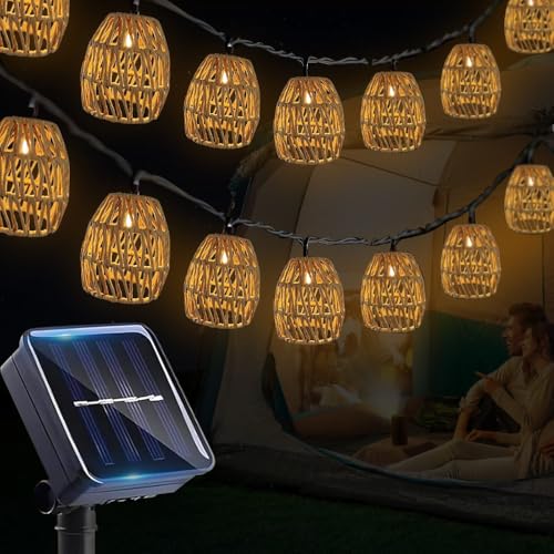 Lotvic 10 Stück LED Solar Lichterkette Aussen, 3.6M Papierseil Solar Lichterkette, Lichterkette Außen Solar, Wetterfest Led Lichterkette für Vintage Deko Garten Balkon Terasse Hochzeit Party von Lotvic
