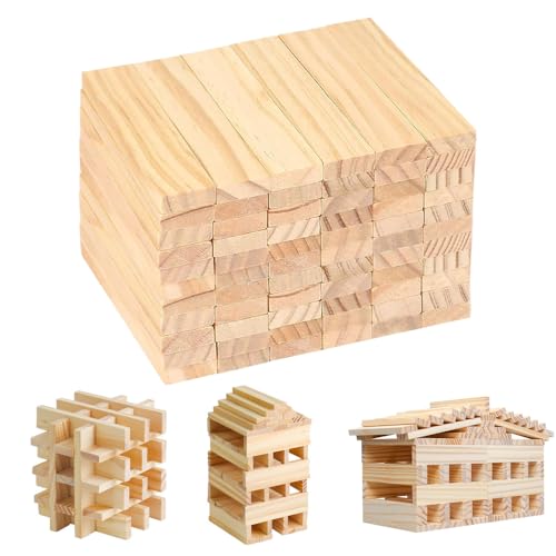 Lotvic 100 Stück Holzklötzchen zum Basteln, 100 x 20 x 7mm Holzleisten zum Basteln, Bastelholz Klötzchen, Bastelklötzchen Eiche, Holzklötze Holzleisten, für Heimwerkerprojekte und Deko, Bau von Lotvic