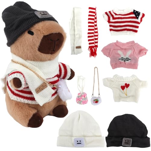 Lotvic Capybara Kuscheltier, 23cm Capybara Plüschtier, Niedlichen Capybara Plushie mit Kleidung Taschen Hüte Schals, Simulation Tier Capybara Puppen, Capybara Plushie Puppen für Home Deko Kinder Lotvic Capybara Kuscheltier, 23cm Capybara Plüschtier, Niedlichen Capybara Plushie mit Kleidung Taschen Hüte Schals, Simulation Tier Capybara Puppen, Capybara Plushie Puppen für Home Deko Kinder von Lotvic