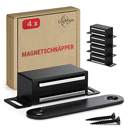 LouMaxx Magnetschnäpper stark - Haltekraft 6kg - 4er Set in Schwarz Edelstahl – Türmagnet - Schrankmagnet – Möbelmagnete – Tuer Magnetverschluss Edelstahl– Magnethalter Schranktür für sicheren Halt LouMaxx Magnetschnäpper stark - Haltekraft 6kg - 4er Set in Schwarz Edelstahl – Türmagnet - Schrankmagnet – Möbelmagnete – Tuer Magnetverschluss Edelstahl– Magnethalter Schranktür für sicheren Halt von LouMaxx