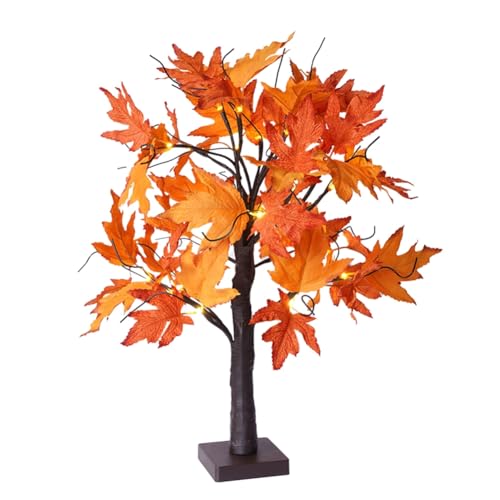 Loufy Herbstdekoration, Ahornblatt-Lichter mit 24 LEDs, Lichtbaum, 60 cm, mit Herbstlaub-Dekoration für den Herbsttisch von Loufy