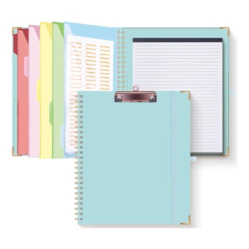 Loufy Klemmbrett, 5 Trennwände mit 10 Taschen, elastischer Stifthalter und Ordneretiketten, Spiralklemmbrett für Krankenschwestern, Kunsttafel, Blau Loufy Klemmbrett, 5 Trennwände mit 10 Taschen, elastischer Stifthalter und Ordneretiketten, Spiralklemmbrett für Krankenschwestern, Kunsttafel, Blau von Loufy
