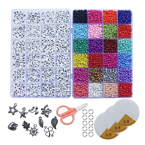 Loufy Perlen zur Schmuckherstellung, Freundschaftsarmband-Set mit Buchstabenperlen, zur Herstellung von Armbändern aus Glasperlen Loufy Perlen zur Schmuckherstellung, Freundschaftsarmband-Set mit Buchstabenperlen, zur Herstellung von Armbändern aus Glasperlen von Loufy