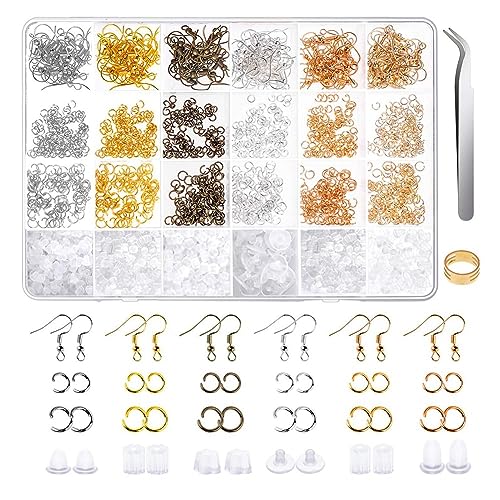 Loufy Zubehörset zur Herstellung von Ohrringen mit offenen Sprungringen, Ohrring-Rückenlehnen zur Herstellung und Reparatur von Schmuck B Loufy Zubehörset zur Herstellung von Ohrringen mit offenen Sprungringen, Ohrring-Rückenlehnen zur Herstellung und Reparatur von Schmuck B von Loufy