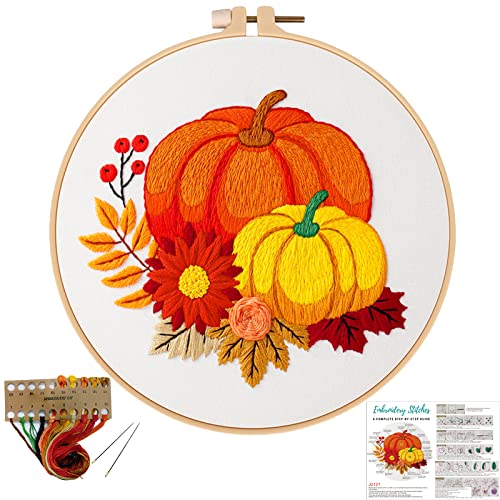 Louise Maelys Kürbis-Anfänger-Stickset, Kreuzstich-Set für Erwachsene und Anfänger, inklusive Tuch mit Herbstmuster Louise Maelys Kürbis-Anfänger-Stickset, Kreuzstich-Set für Erwachsene und Anfänger, inklusive Tuch mit Herbstmuster von Louise Maelys