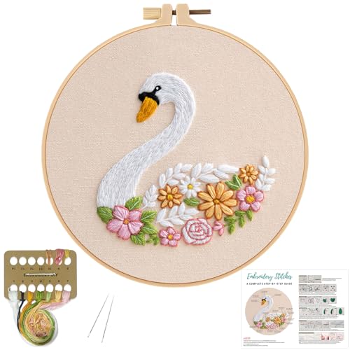 Louise Maelys Niedliches Tier-Stickset für Anfänger, Kreuzstich-Set für Erwachsene, DIY-Nadelspitzen-Werkzeug inklusive Schwan- und Blumenmuster, Reifen, Anleitung und Fäden Louise Maelys Niedliches Tier-Stickset für Anfänger, Kreuzstich-Set für Erwachsene, DIY-Nadelspitzen-Werkzeug inklusive Schwan- und Blumenmuster, Reifen, Anleitung und Fäden von Louise Maelys