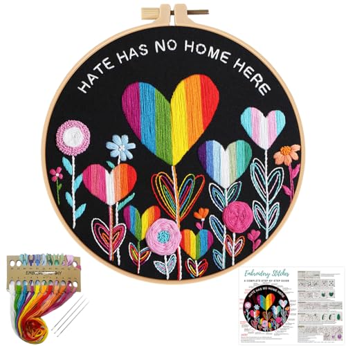 Louise Maelys Stickset für Blumenanfänger, Kreuzstich-Set für Erwachsene, DIY-Nadelspitze mit LGBT-Liebesmuster, einschließlich Stoff, Nadeln, Fäden und Anleitung (evtl. nicht in deutscher Sprache) von Louise Maelys