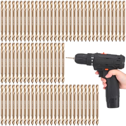 Lounsweer 50 Stück 3/16 Zoll Kobalt-Bohrer Bulk Doppelendbohrer für gehärteten Stahl, Holzguss, Kunststoff, Hochgeschwindigkeits-Metall, Edelstahl von Lounsweer