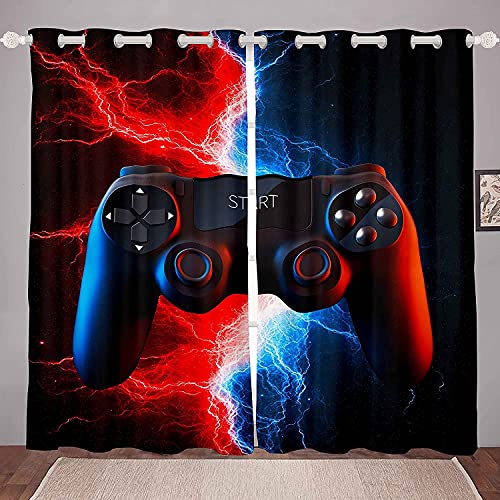 Gaming-Vorhänge für Jungen, Schlafzimmer Gamer Fenstervorhänge, Raumdekoration, Videospiel-Fenstervorhänge für Wohnzimmer, Schwarz, Gamepad, Neon, Rot, Blau, Blitz, Fensterbehandlungen 245x140cm Gaming-Vorhänge für Jungen, Schlafzimmer Gamer Fenstervorhänge, Raumdekoration, Videospiel-Fenstervorhänge für Wohnzimmer, Schwarz, Gamepad, Neon, Rot, Blau, Blitz, Fensterbehandlungen 245x140cm von Loussiesd