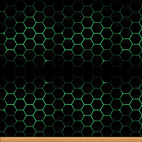 Hexagon Polsterstoff Luxus Honeycomb Stoff von The Yard Abstrakt Geometrisch Kunst Dekostoff für Polster und Heimwerkerprojekte Draussen Stoff Grün Schwarz 92x150cm von Loussiesd