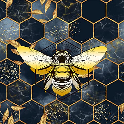Honigbienenen-Stoff von The Yard, geometrischer Waben-Marmor-Polsterstoff für Stühle, moderner sechseckiger süßer Bienenstoff für Polsterung und DIY-Projekte, 92 x 150 cm, goldblau von Loussiesd