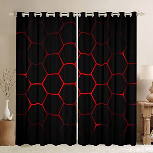 Jungen Wabenvorhänge Kinder Männer Mädchen Moderne Geometrie Sechseck Thema Fenstervorhänge für Schlafzimmer Wohnzimmer Bunte Gitterkunst Neon Dekorvorhänge Rot Schwarz Fensterbehandlungen 245x140cm Jungen Wabenvorhänge Kinder Männer Mädchen Moderne Geometrie Sechseck Thema Fenstervorhänge für Schlafzimmer Wohnzimmer Bunte Gitterkunst Neon Dekorvorhänge Rot Schwarz Fensterbehandlungen 245x140cm von Loussiesd