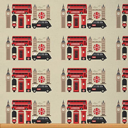 Loussiesd Karikatur London Stoff Meterware Kawaii Great Britain Thema Polsterstoff für Stühle und Heimwerkerprojekte Klassischer dekorativer wasserdichter Stoff 92x150cm Loussiesd Karikatur London Stoff Meterware Kawaii Great Britain Thema Polsterstoff für Stühle und Heimwerkerprojekte Klassischer dekorativer wasserdichter Stoff 92x150cm von Loussiesd