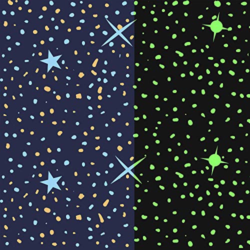 Leuchtstoff Meterware, im Dunkeln leuchtend, Polsterstoff, blau, Karikatur-Sterne, Universum, Galaxie, Sternenhimmel, Stoff, DIY, Kunsthandwerk, Patchwork-Kleidung, 1 Yard(92x150cm) von Loussiesd