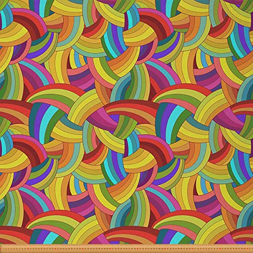 Loussiesd Abstrakter Stoff als Meterware regenbogenfarbener geometrischer Polsterstoff für Stühle Kreisstreifen Retro Grafik Dekorationsstoff für Polster und Heimwerkerprojekte 920x150cm Gelb Magenta Loussiesd Abstrakter Stoff als Meterware regenbogenfarbener geometrischer Polsterstoff für Stühle Kreisstreifen Retro Grafik Dekorationsstoff für Polster und Heimwerkerprojekte 920x150cm Gelb Magenta von Loussiesd