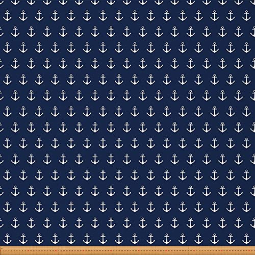 Loussiesd Anker Draussen Stoff von The Yard Ozean Nautisch Dekor Polsterstoff für Stühle Marine Thema Dekorativ Stoff für Heimwerkerprojekte Navy Blue 92x150cm von Loussiesd