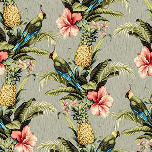 Loussiesd Blumen-Polsterstoff für Stühle, Couch, tropischer Ananas-Vogel-Stoff für den Außenbereich, Meterware, Retro-Dekorationsstoff mit Palmenblättern für Polster, 184 x 150 cm, Tangelo Loussiesd Blumen-Polsterstoff für Stühle, Couch, tropischer Ananas-Vogel-Stoff für den Außenbereich, Meterware, Retro-Dekorationsstoff mit Palmenblättern für Polster, 184 x 150 cm, Tangelo von Loussiesd