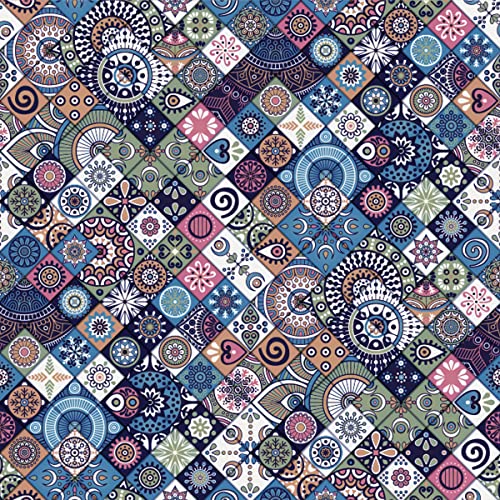 Loussiesd Bohemian Polsterstoff für Stühle, Boho geometrischer Zierstoff für den Außenbereich, Meterware, wasserdicht, Vintage exotischer floraler Dekorationsstoff für DIY-Projekte, 92 x 150 cm, blau Loussiesd Bohemian Polsterstoff für Stühle, Boho geometrischer Zierstoff für den Außenbereich, Meterware, wasserdicht, Vintage exotischer floraler Dekorationsstoff für DIY-Projekte, 92 x 150 cm, blau von Loussiesd