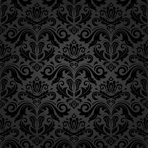 Loussiesd Boho Damast Outdoor-Stoff Meterware, Barock-Stil Antik-Ornament-Polsterstoff für Stühle, europäisches Muster, floraler Dekorationsstoff für Heimwerkerprojekte, 92x150 cm, Schwarzgrau von Loussiesd