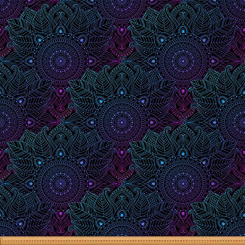 Loussiesd Boho Mandala Stoff Meterware Boho Stil Galaxie Blumen Möbelstoff Hippie Mandala bedruckter Outdoor Stoff Dekorativer exotischer Blumen Möbelstoff für Stühle 184x150cm von Loussiesd