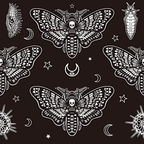 Loussiesd Boho Motten Polsterstoff Meterware,böhmischer Mottenschädel Polsterstoff für Stühle,Universum Sterne Mond Skelett Dekorationsstoff für Outdoor und Heimwerkerprojekte,92x160cm,Schwar zweiß Loussiesd Boho Motten Polsterstoff Meterware,böhmischer Mottenschädel Polsterstoff für Stühle,Universum Sterne Mond Skelett Dekorationsstoff für Outdoor und Heimwerkerprojekte,92x160cm,Schwar zweiß von Loussiesd