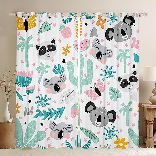 Loussiesd Cartoon Koala Vorhänge Cute Koala Bär Blickdichte Vorhänge für Kinder Jungen Mädchen Kawaii Tiers Fenstervorhang 183x117cm Tropical Plants Vorhänge Vorhänge von Loussiesd