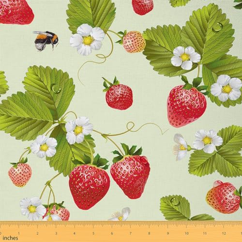 Loussiesd Erdbeer Polsterung Stoff 460x150cm, Kawaii Erdbeere Stoff Meterware für Stühle, Nette Erdbeer Druck Botanisches Blatt Natürliches Thema Dekorative PatchworkStoffe Loussiesd Erdbeer Polsterung Stoff 460x150cm, Kawaii Erdbeere Stoff Meterware für Stühle, Nette Erdbeer Druck Botanisches Blatt Natürliches Thema Dekorative PatchworkStoffe von Loussiesd