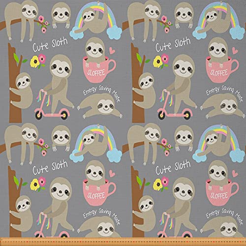 Loussiesd Faultier Stoff von The Yard Süß Karikatur Zoo Tier Polsterstoff für Stühle Faultier Regenbogendruck Dekorativ Wasserdicht Draussen Stoff Grau 92x150cm Loussiesd Faultier Stoff von The Yard Süß Karikatur Zoo Tier Polsterstoff für Stühle Faultier Regenbogendruck Dekorativ Wasserdicht Draussen Stoff Grau 92x150cm von Loussiesd
