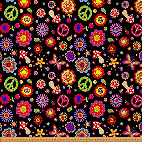 Loussiesd Frieden Kunst Möbelstoff Meterware Hippie Pilz Blumen Outdoor Stoff Meterware Bunte Blume Schmetterling Dekorationsstoff für Polster und Heimwerkerprojekte 92x160cm Schwarz Rot Loussiesd Frieden Kunst Möbelstoff Meterware Hippie Pilz Blumen Outdoor Stoff Meterware Bunte Blume Schmetterling Dekorationsstoff für Polster und Heimwerkerprojekte 92x160cm Schwarz Rot von Loussiesd