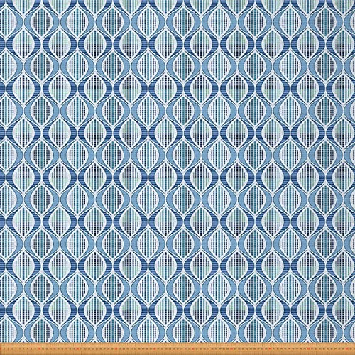 Loussiesd Geometrisch Stoff von The Yard Polsterstoff für Stühle im marokkanischen Mediterran Stil Punkte Zierde Details Bilddruck Abstrakte Kunst Dekorativ Wasserdichter Draussen Stoff Blau 92x150cm von Loussiesd