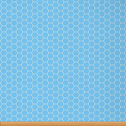 Loussiesd Hexagon Polsterstoff für Stühle Honeycomb Abstrakt Geometrisch Stoff von The Yard Blau Weiß Geometrie Dekostoff für Polster und Heimwerkerprojekte 92x150cm von Loussiesd