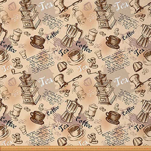 Loussiesd Kaffee Thema Stoff Meterware Jahrgang Espressomaschine Design Möbelstoff Retro Doodle Stil Dekorationsstoff für Heimwerkerprojekte Wasserdichter Stoff 184x150cm Hellbraun Loussiesd Kaffee Thema Stoff Meterware Jahrgang Espressomaschine Design Möbelstoff Retro Doodle Stil Dekorationsstoff für Heimwerkerprojekte Wasserdichter Stoff 184x150cm Hellbraun von Loussiesd