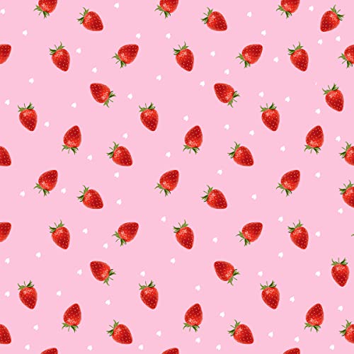 Loussiesd Kawaii Erdbeer Polsterstoff,Meterware,süßes Herz,Erdbeeren für Mädchen,Polsterstoff für Stühle,rosa Kawaii Raumdekoration,rote Früchte,dekorativer wasserdichter Outdoor Stoff,92x160cm von Loussiesd