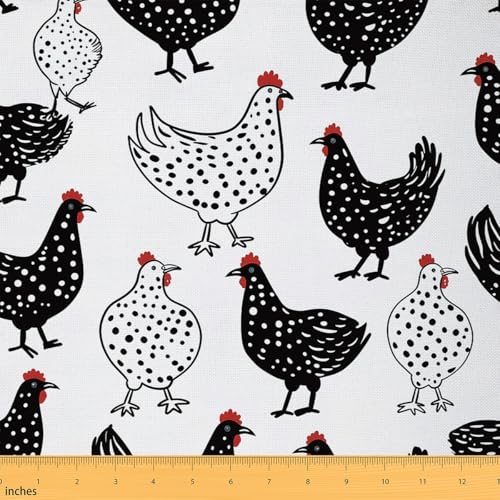 Loussiesd Kinder Huhn Stoff Meterware 92x150cm Bauernhof Rustikal Tier Tür Dekorative Polsterstoff Niedlich Bauernküken Wasserdichter Stoff für Stühle Outdoor von Loussiesd
