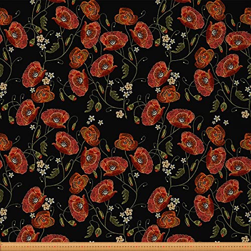 Loussiesd Mohnblumen Stoff Meterware Stickerei Stil roter Blumen Möbelstoff für Stühle Sofa Couch Outdoor Stoff wasserdichter Dekorationsstoff für Polster und Heimwerkerprojekte 184x150cm rot schwarz Loussiesd Mohnblumen Stoff Meterware Stickerei Stil roter Blumen Möbelstoff für Stühle Sofa Couch Outdoor Stoff wasserdichter Dekorationsstoff für Polster und Heimwerkerprojekte 184x150cm rot schwarz von Loussiesd