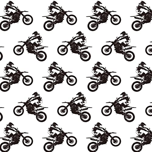 Loussiesd Motocross Fahrer Polsterstoff für Stühle,Outdoor Stoff zum Thema Extremsport,Meterware,Dirt Bike Motorrad Dekorationsstoff für Polster und Heimwerkerprojekte,92x160cm,Schwarz Weiß von Loussiesd